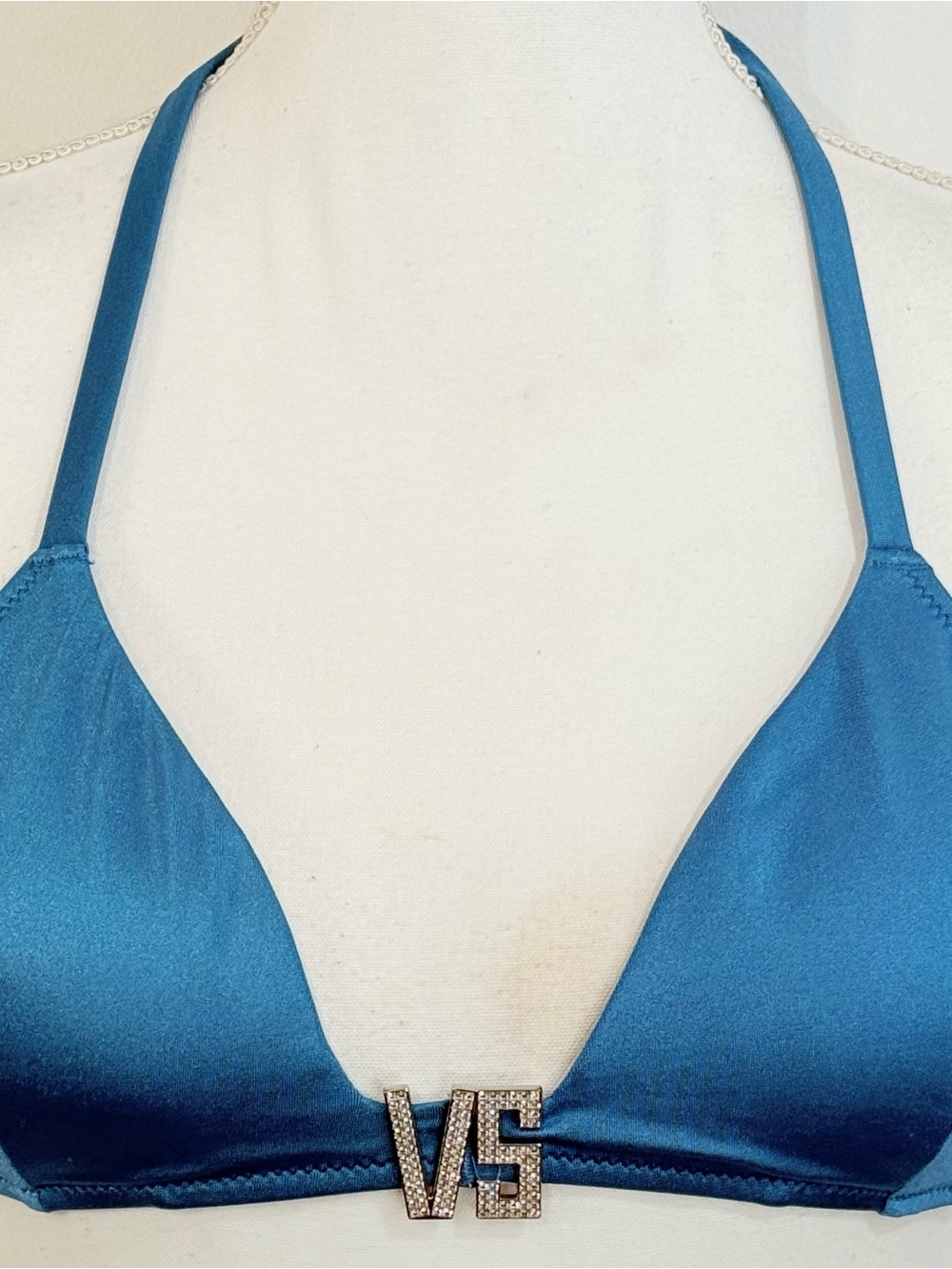 Victoria’s Secret Blue Rhinestone VS Logo Bikini Set Size Medium - Picture 5 of 15